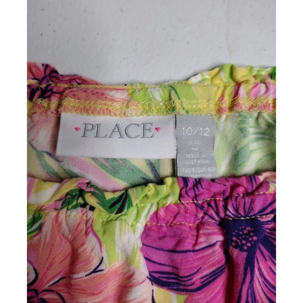 The Childrens Place Girls Tropical Floral 2 Piece Set Top & Tiered Skirt 10/12‎ - Picture 4 of 5